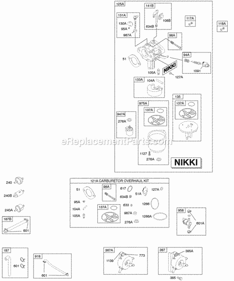 Carburetor Fuel Supply Kit - Carburetor Overhaul Diagram and Parts List for 31P877-0608-E2  Briggs and Stratton Engine